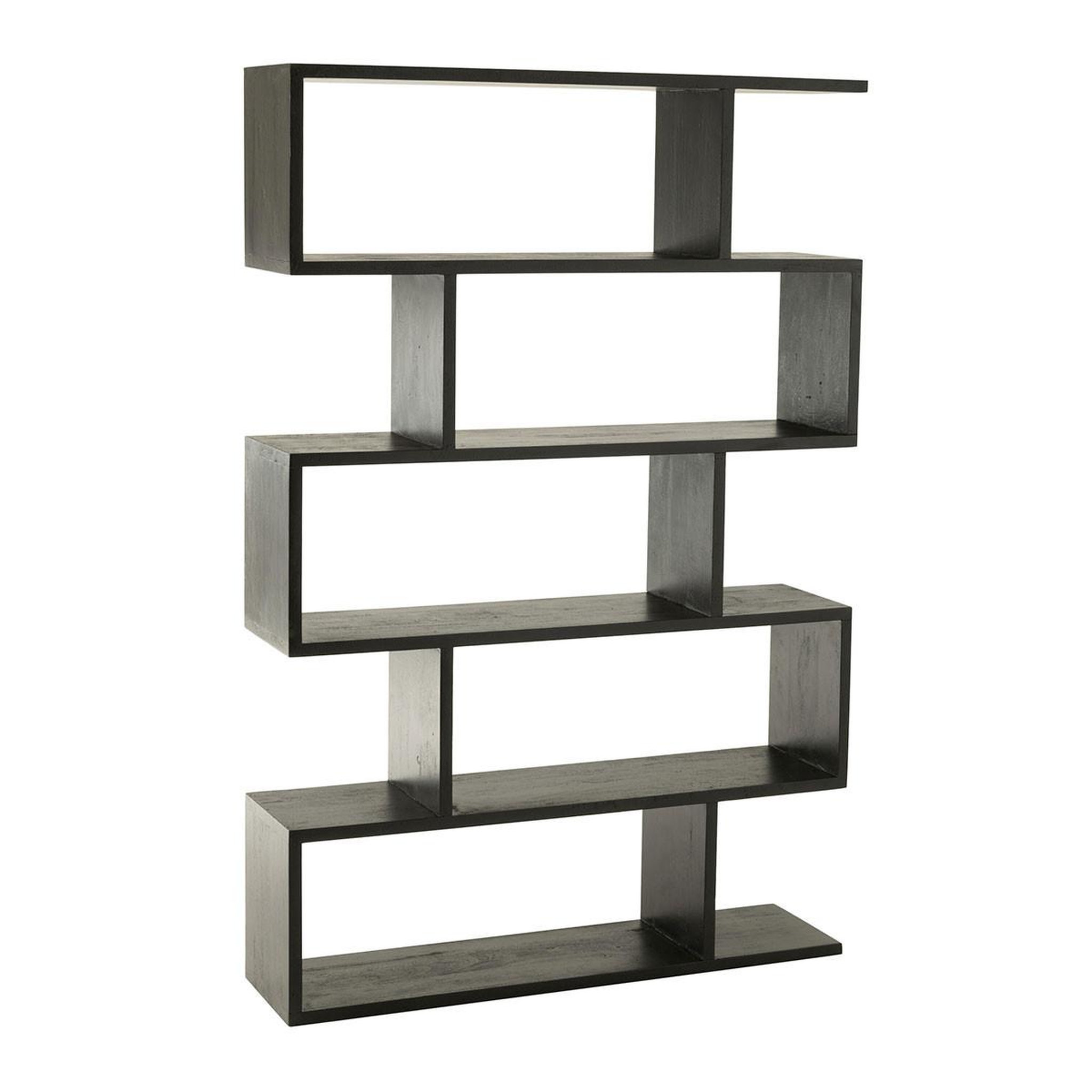 J-LINE Bibliothèque en Bois  Lattes Verticales  180cm Noir