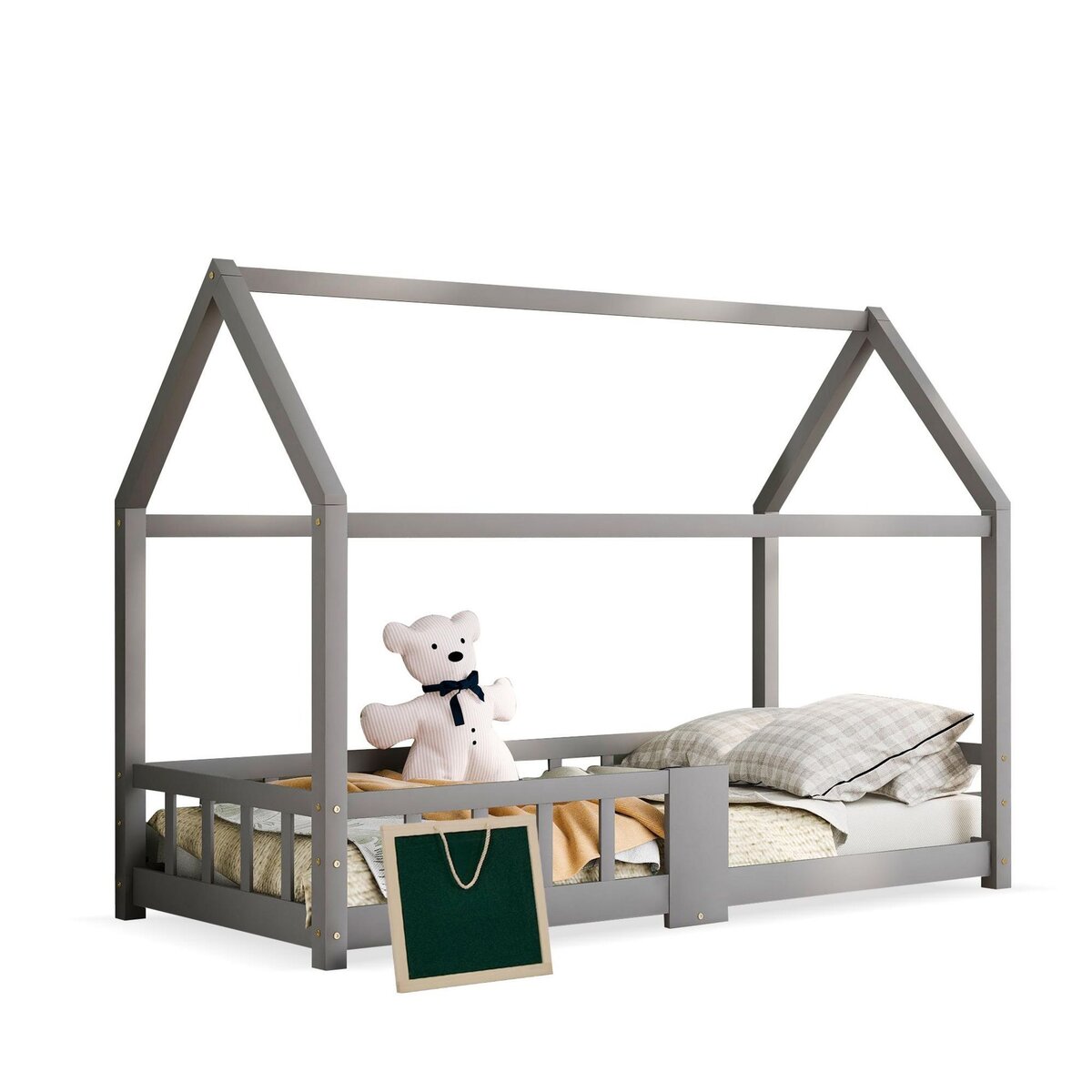 MERAX Lit cabane enfant 90 x 200 cm avec sommier