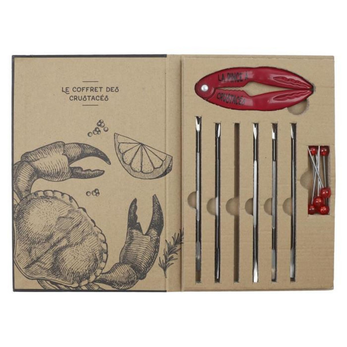 Paris Prix Coffret Crustacés  Pince & 6 Piques  17cm Naturel
