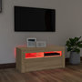 Voir la diapositive 5 : VIDAXL Meuble TV avec lumieres LED chene sonoma 90x35x40 cm