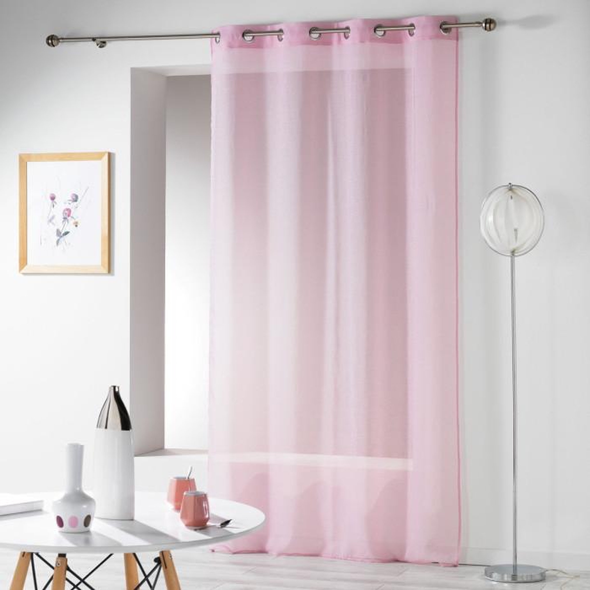 Voir la diapositive 1 : Paris Prix Rideau Voilage  Telma  140x240cm Rose