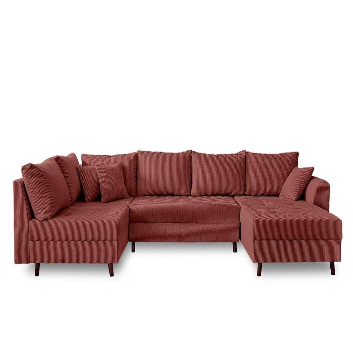 LISA DESIGN Rune - canapé panoramique d'angle gauche - 7 places - avec pouf d'appoint - en velours côtelé