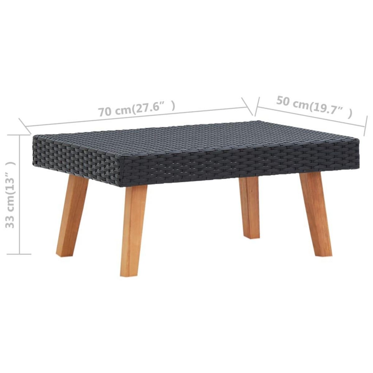 VIDAXL Table basse de jardin Resine tressee Noir
