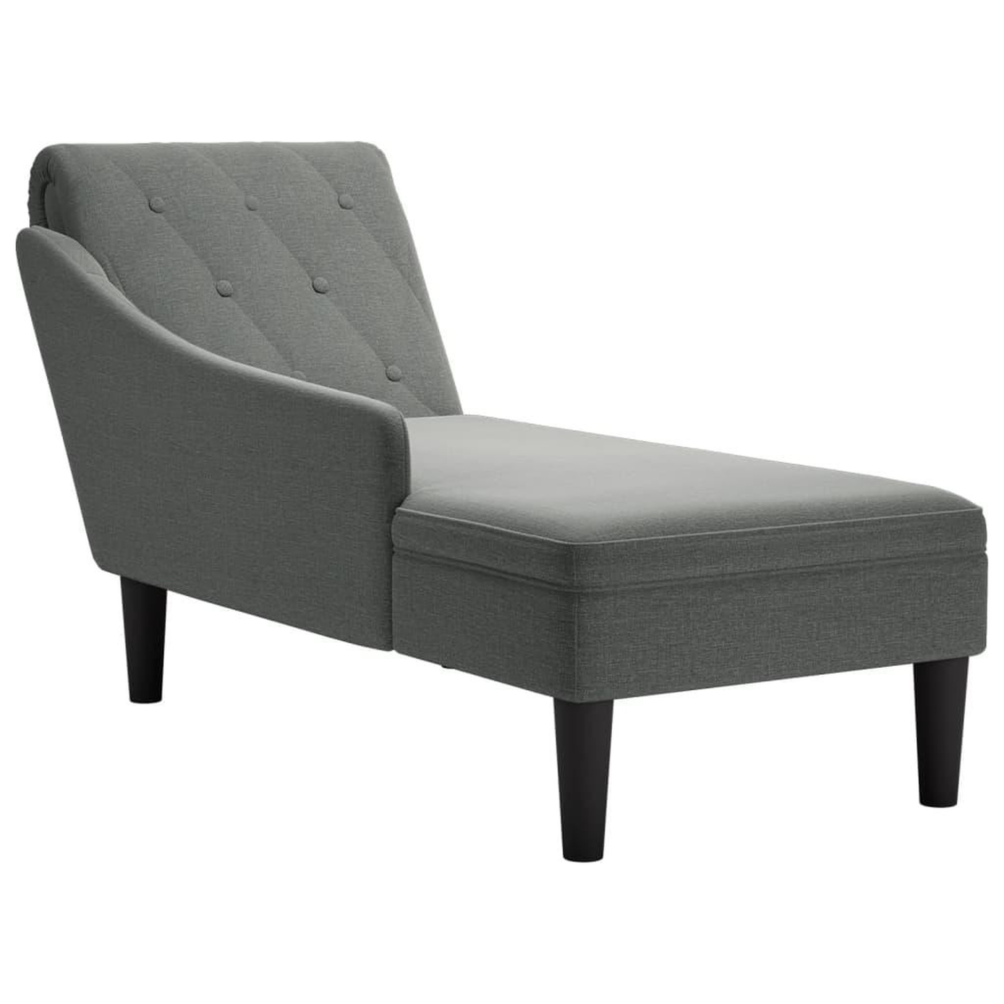 VIDAXL Fauteuil long avec coussin et accoudoir droit gris fonce tissu