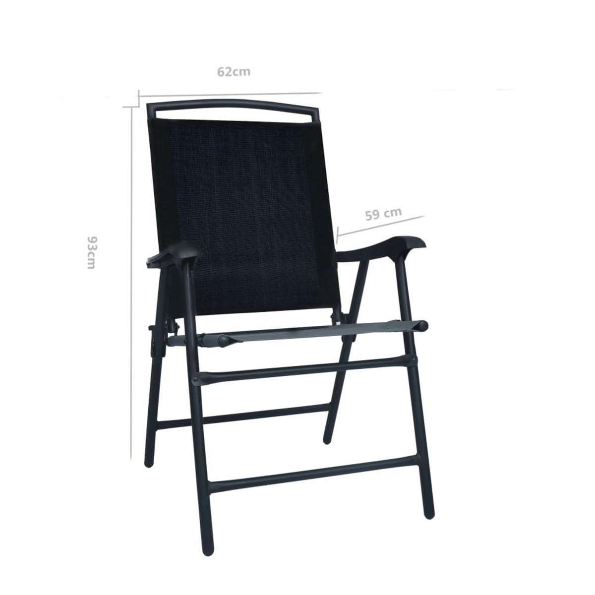 VIDAXL Chaises de jardin pliables lot de 2 Textilene Noir