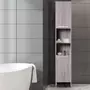 HOMCOM Meuble colonne rangement salle de bain dim. 30L x 32l x 172H cm 2 placards avec étagère + 2 niches MDF imitation bois gris