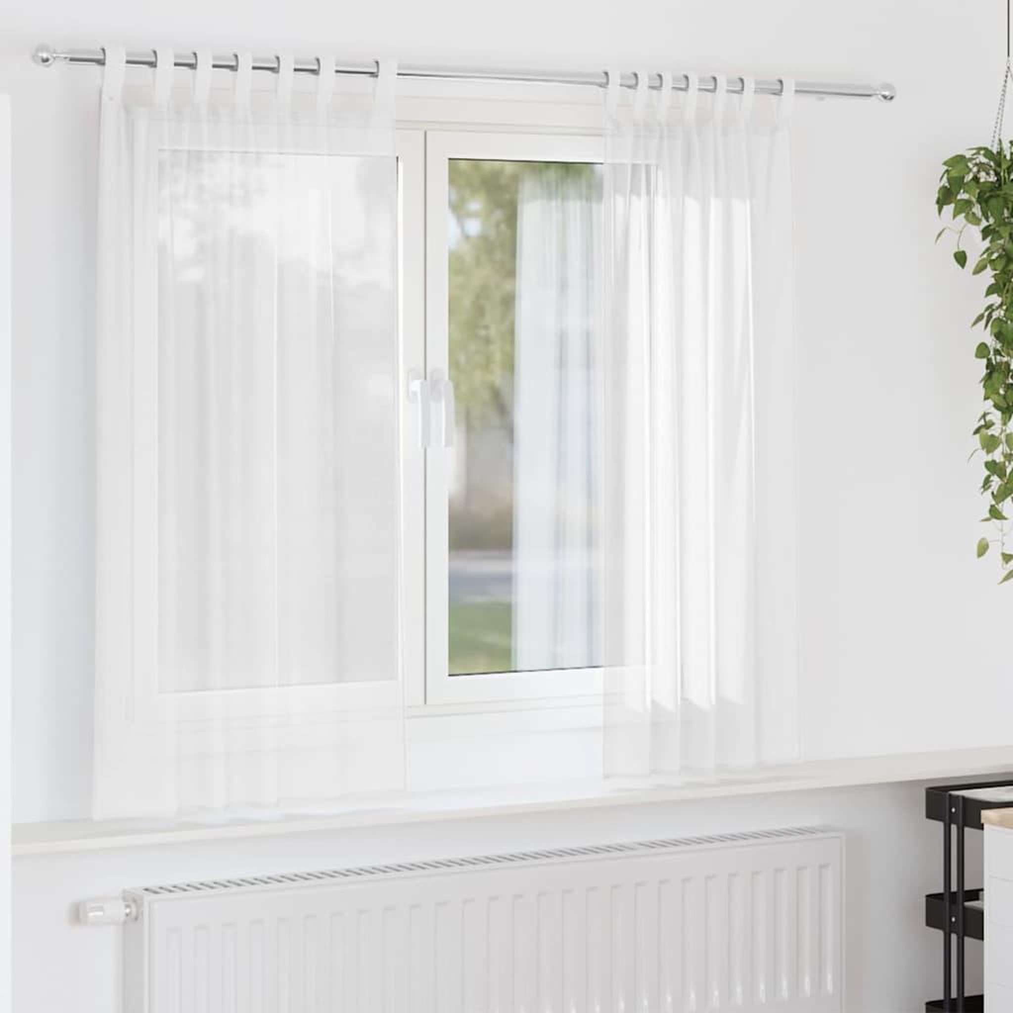 VIDAXL Rideaux en voile avec passe-tringles 2 pcs blanc
