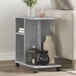 VIDAXL Table d'appoint avec roues gris beton bois d'ingenierie