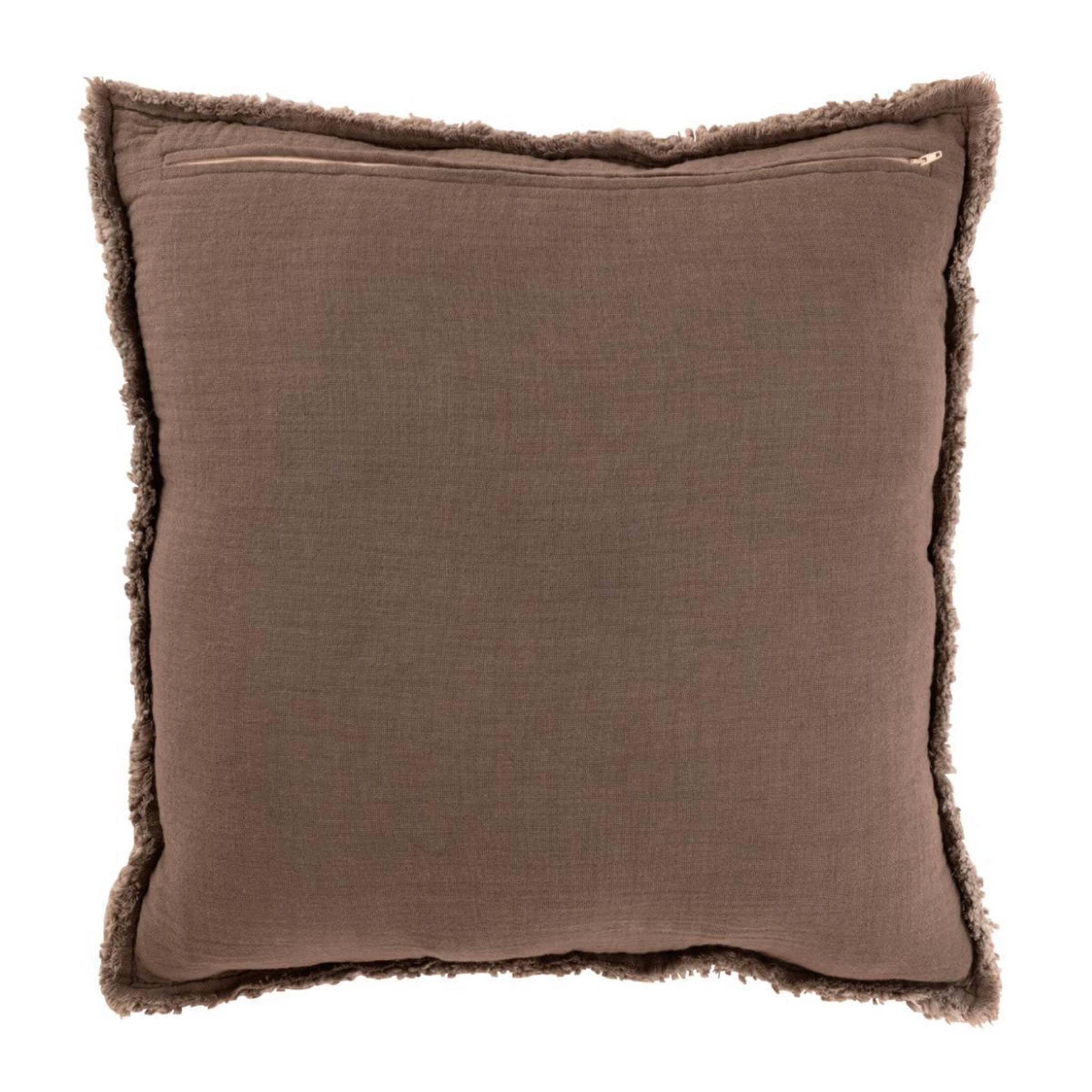 Voir la diapositive 2 : J-LINE Coussin déco  effiloché  50x50cm taupe