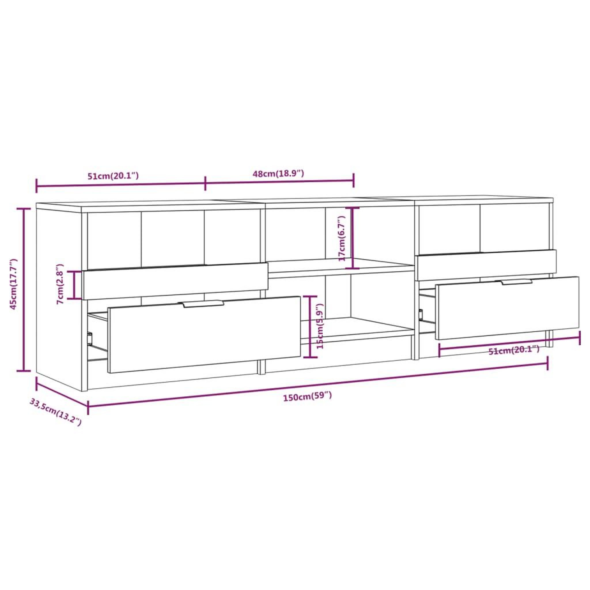 Voir la diapositive 6 : VIDAXL Meuble TV Blanc 150x33,5x45 cm Bois d'ingenierie