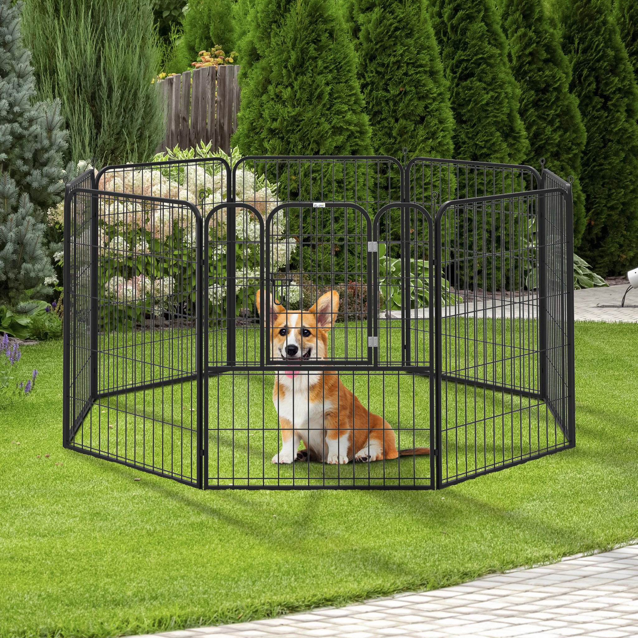 Voir la diapositive 2 : PAWHUT Luxe parc enclos modulable pour chien 8 panneaux porte verrouillable acier époxy noir
