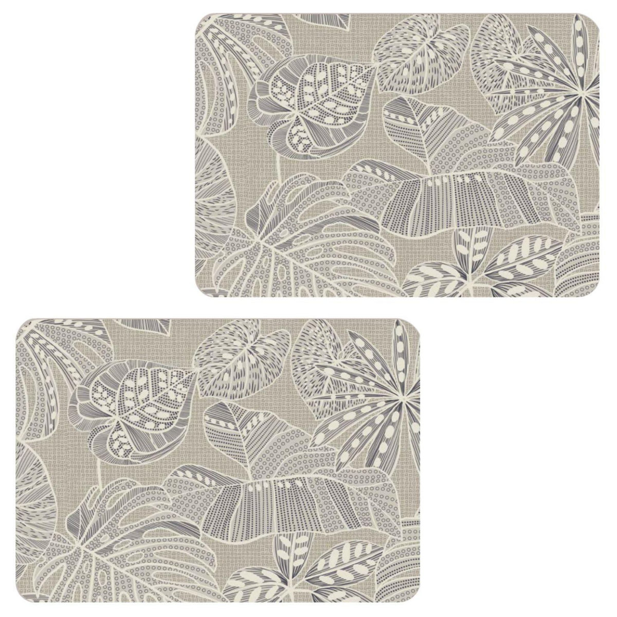 HABITABLE Lot de 2 sets de table motifs tropical WILD - 28 x 43 cm - Ecru