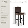 Voir la diapositive 6 : tectake Tabouret de bar rembourré avec dossier marron lot de 4