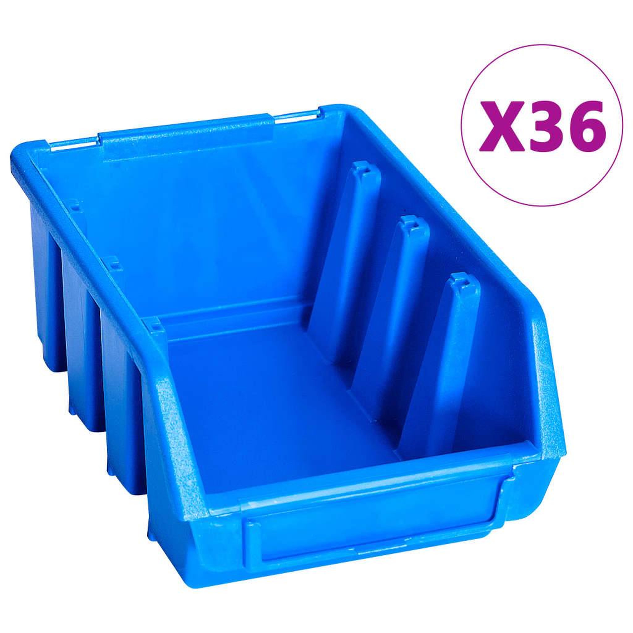 Voir la diapositive 3 : VIDAXL Kit de bacs de stockage avec panneaux muraux 96 pcs Bleu