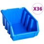 Voir la diapositive 3 : VIDAXL Kit de bacs de stockage avec panneaux muraux 96 pcs Bleu