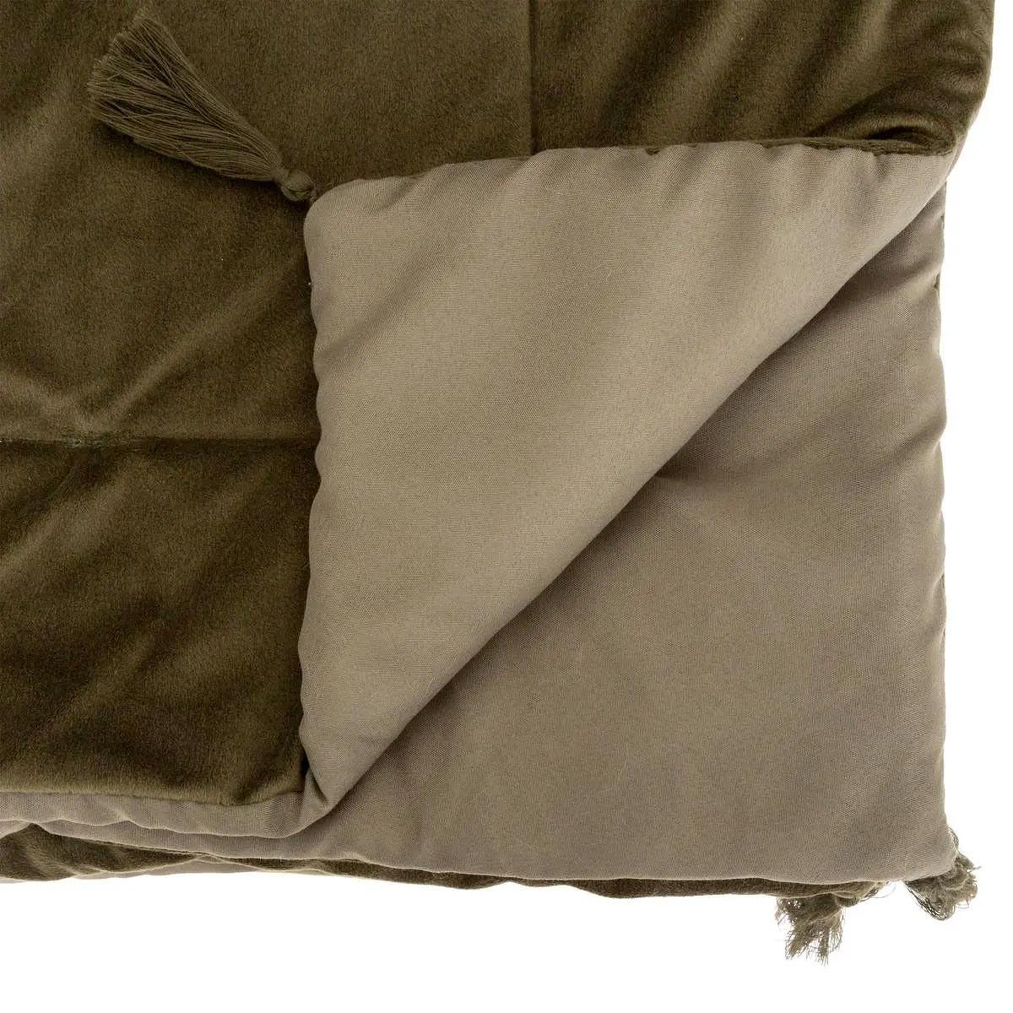 Voir la diapositive 2 : ATMOSPHERA Dessus de lit velours  froz  80x180cm vert kaki