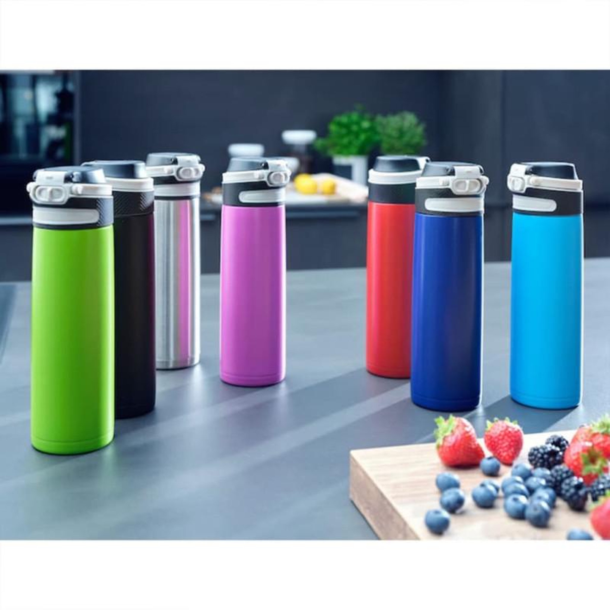 Voir la diapositive 5 : Leifheit Leifheit Bouteille thermos Flip 600 ml Noir