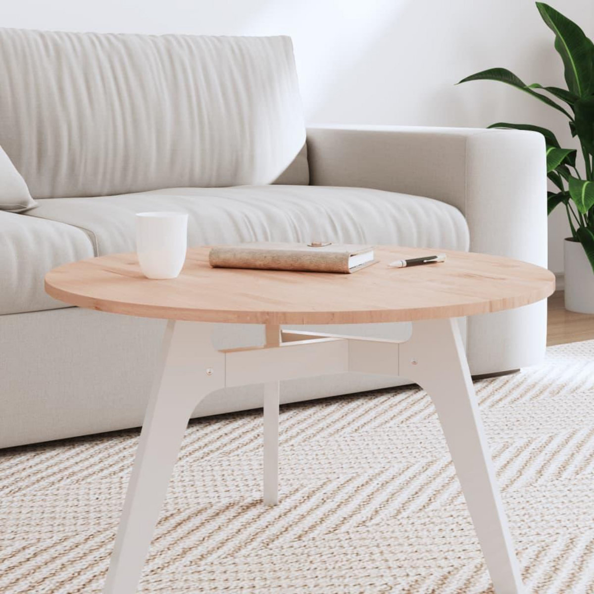 VIDAXL Dessus de table Ø70x1,5 cm rond bois massif de hetre
