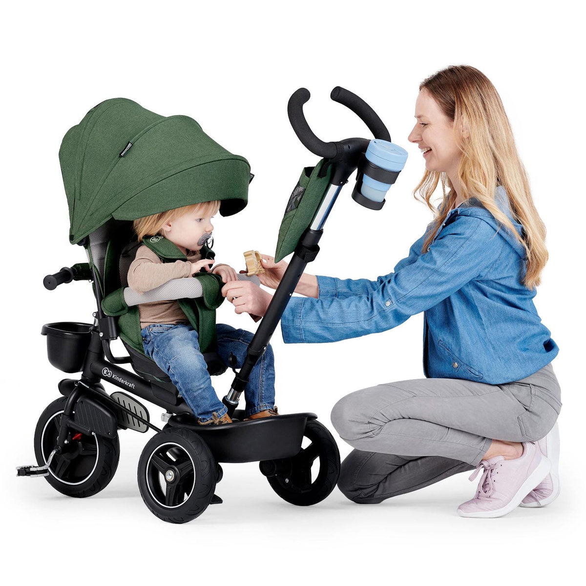 KINDERKRAFT Tricycle Spinstep 5 en 1 avec siège rotatif et protection UPF50+