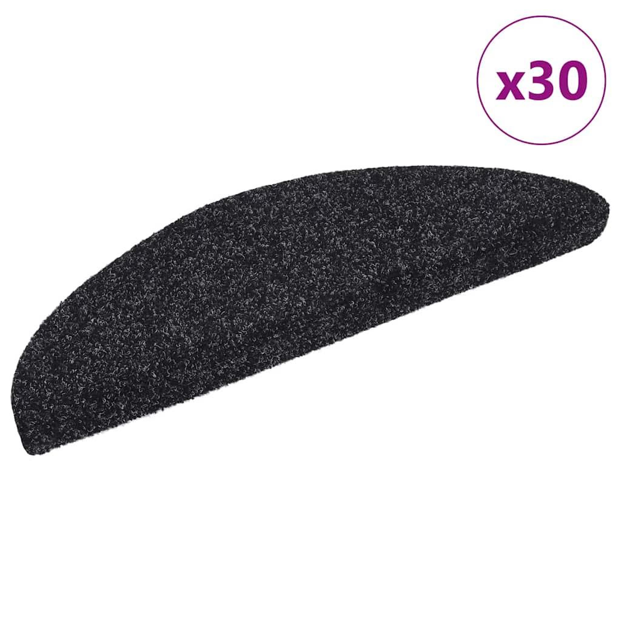 VIDAXL Tapis d'escalier auto-adhesifs 30 pcs noir 56x17x3 cm