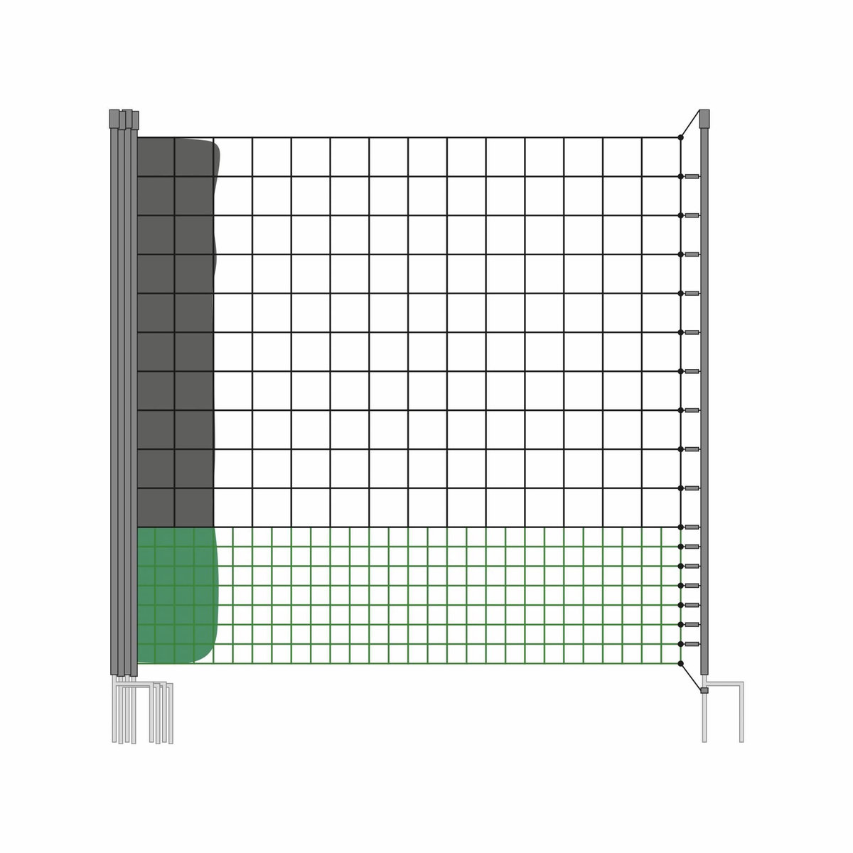 SWEEEK Kit filet  clôtures pour poules avec piquets double pointes, modulable, porte d'accès, sardines incluses