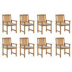 VIDAXL Chaises de jardin avec coussins lot de 8 Bois d'acacia solide