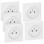 Legrand Lot de 5 prises avec terre complet Dooxie, LEGRAND, blanc