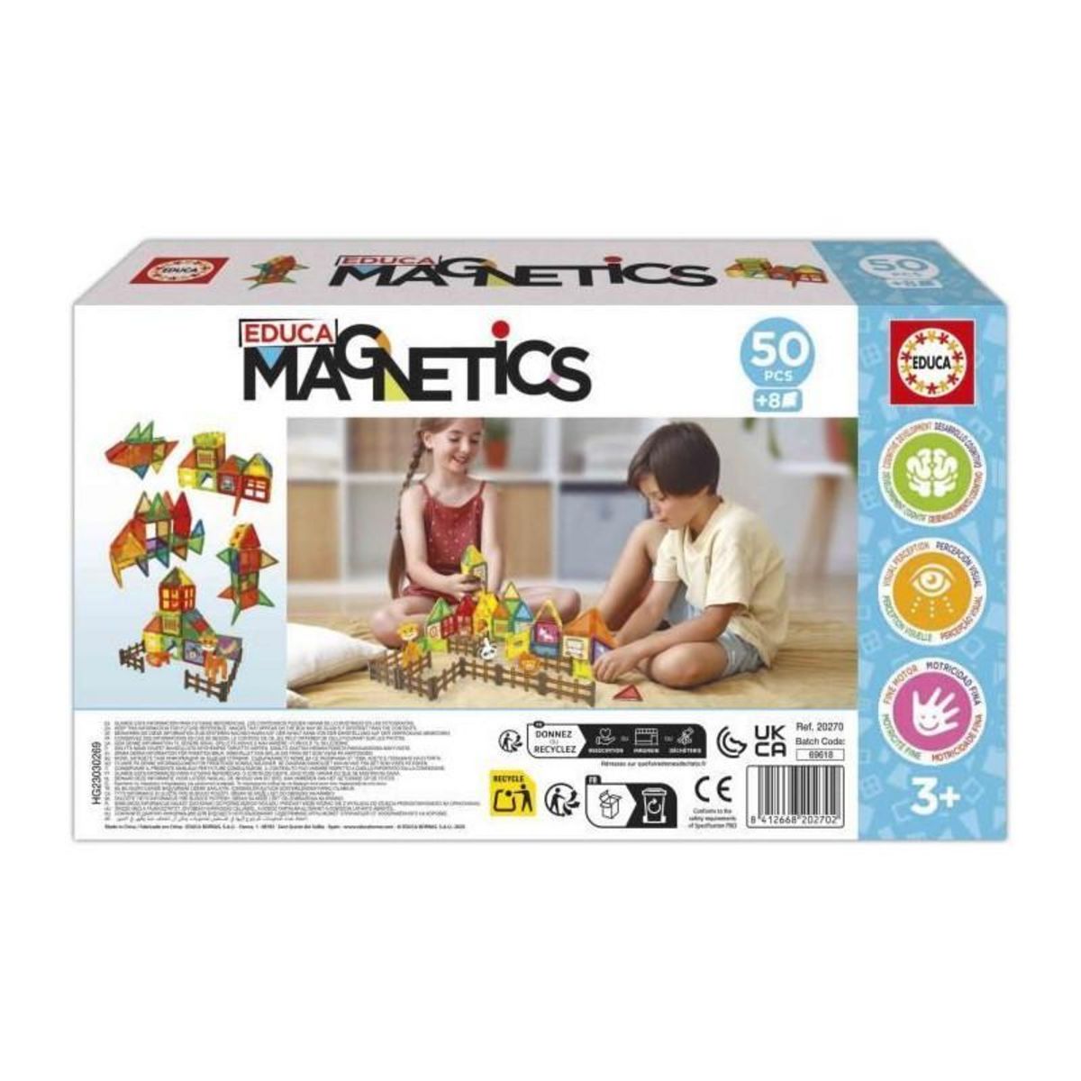 EDUCA Magnetics Parc Zoo - Jeu de construction - EDUCA - 50 pieces magnétiques, 4 animaux, 8 cartes - Des 3 ans