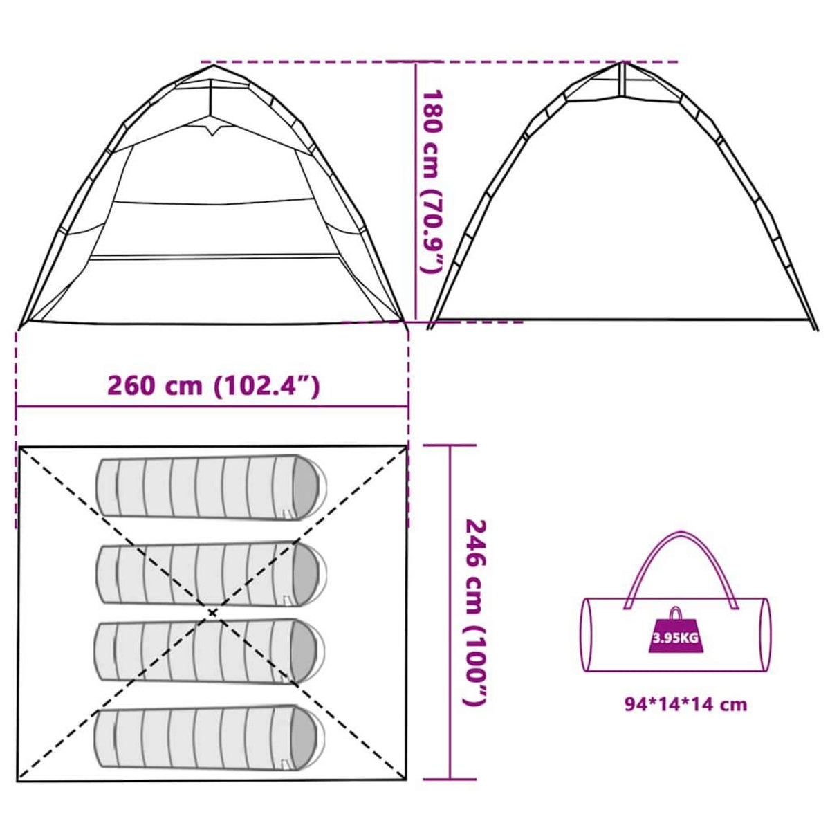 VIDAXL Tente de peche 4 personnes marron liberation rapide