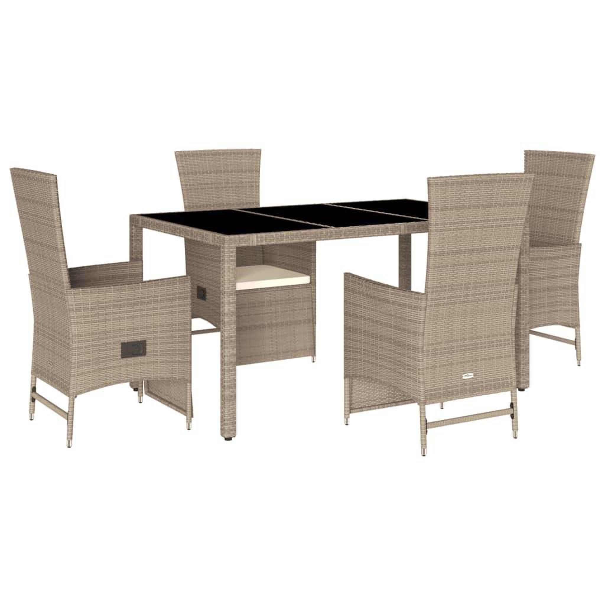 Voir la diapositive 2 : VIDAXL Ensemble a manger de jardin avec coussins 5pcs Beige poly rotin