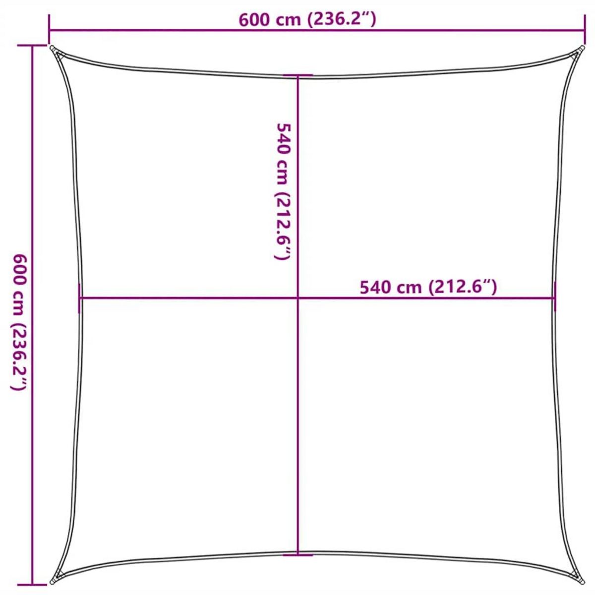 VIDAXL Voile d'ombrage 160 g/m^2 Rouge 6x6 m PEHD
