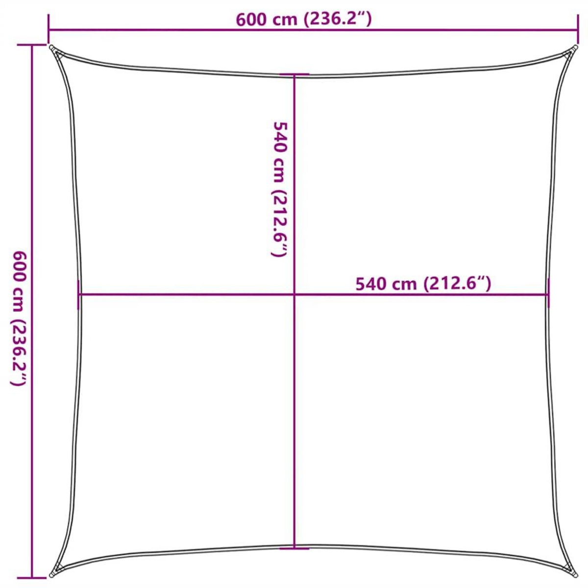 VIDAXL Voile d'ombrage 160 g/m^2 Rouge 6x6 m PEHD