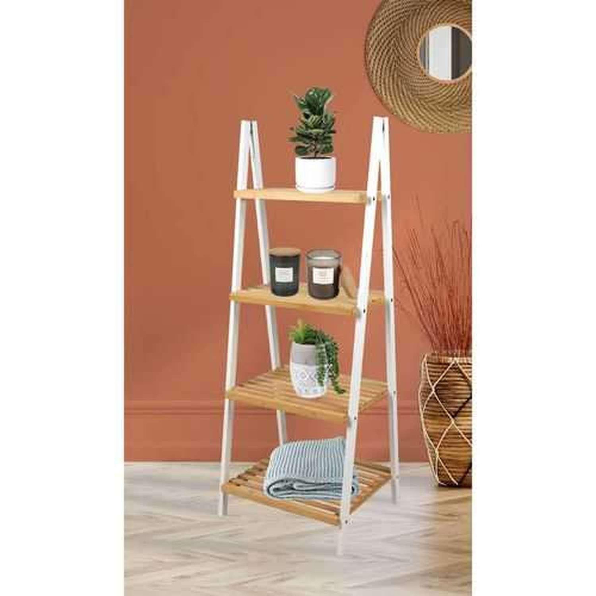 Voir la diapositive 3 : DIVERS Etagère 4 niveaux pyramide en bois - marron et banc