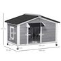 Voir la diapositive 3 : PAWHUT Niche chien style cottage - 2 fenêtres, porte, toit ouvrant bitumé - bois sapin gris