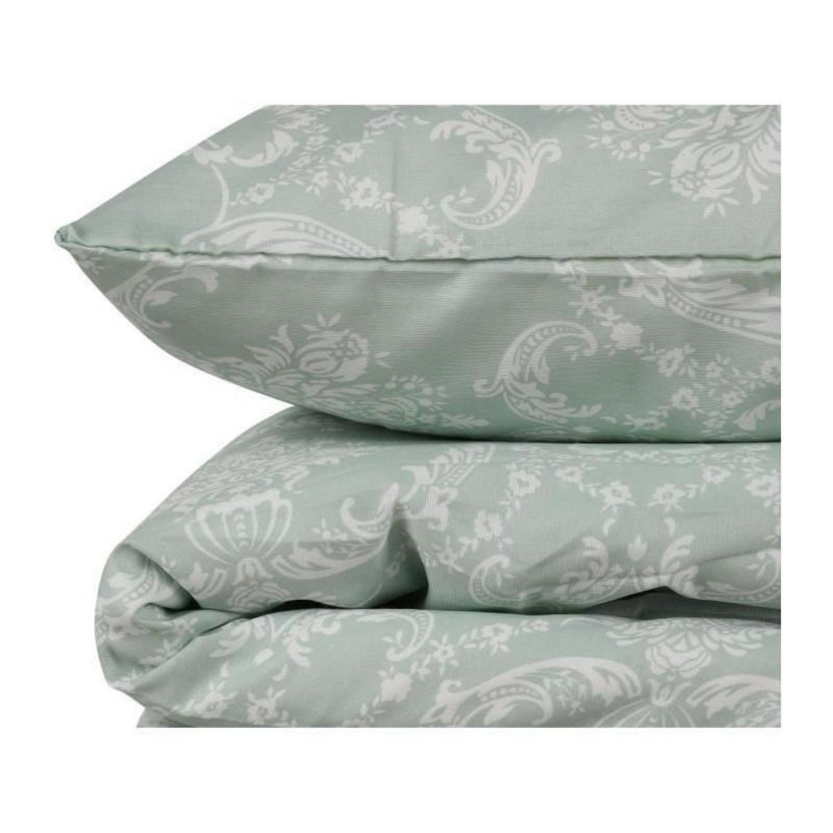 GENERIQUE Parure de lit - 1 housse de couette 220 x 240 cm + 2 taies d'oreiller 60 x 60 cm - 65% coton, 35% polyester - Vert