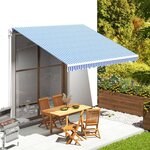 VIDAXL Tissu de remplacement pour auvent Bleu et blanc 4x3,5 m