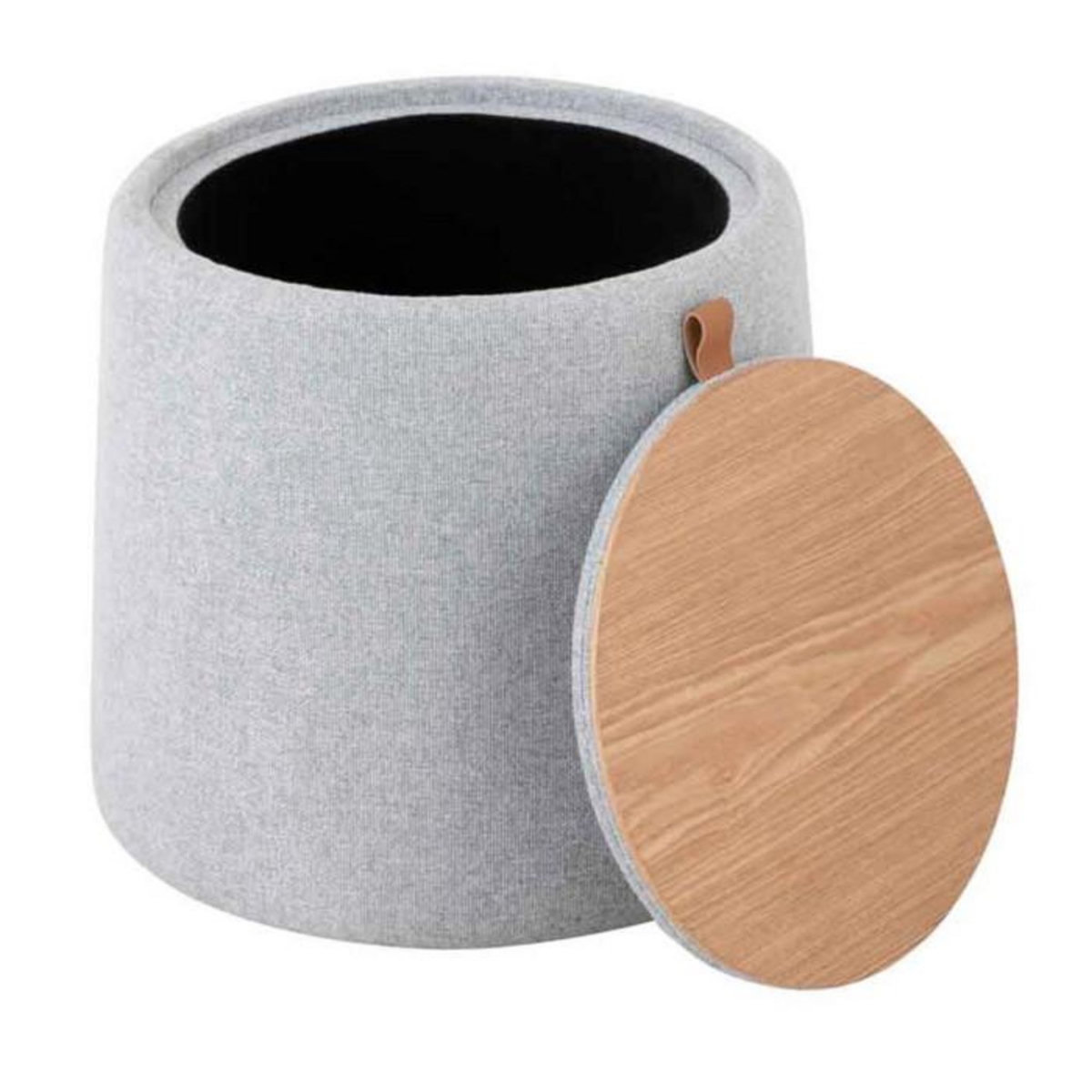 Paris Prix Pouf Rond Design  Munica  42cm Gris Clair