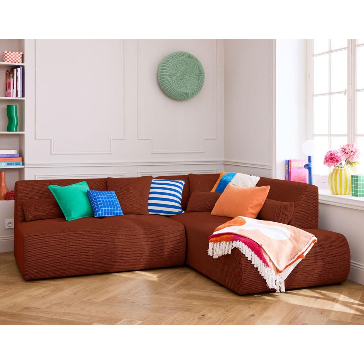 LISA DESIGN Onyx - canapé modulable d'angle droit 5 places - en tissu mailles 3d