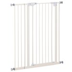 PAWHUT Barrière de sécurité longueur réglable dim. 74-84 cm ou 92-102 cm sans perçage métal plastique blanc