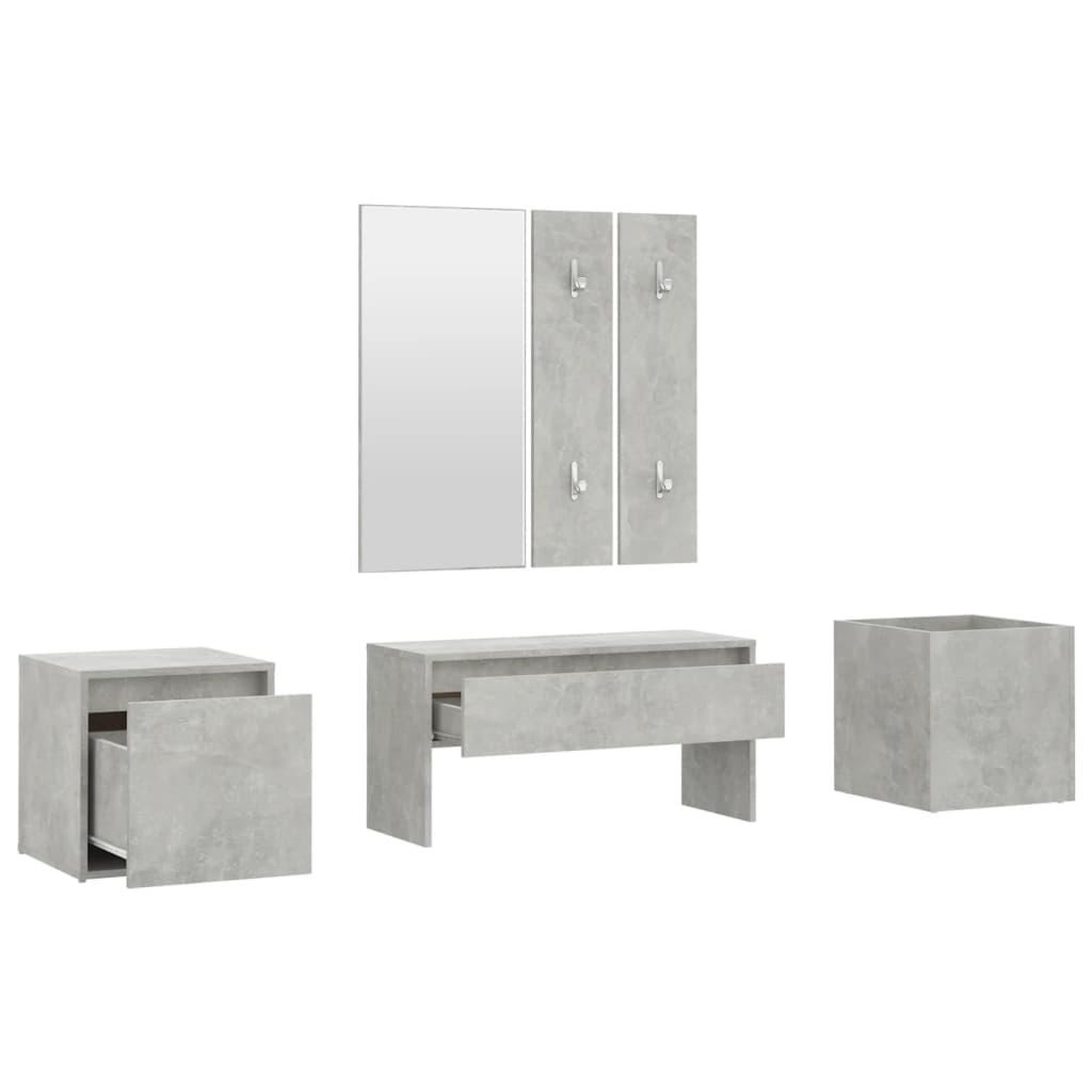 Voir la diapositive 5 : VIDAXL Ensemble de meubles de couloir Gris beton Bois d'ingenierie