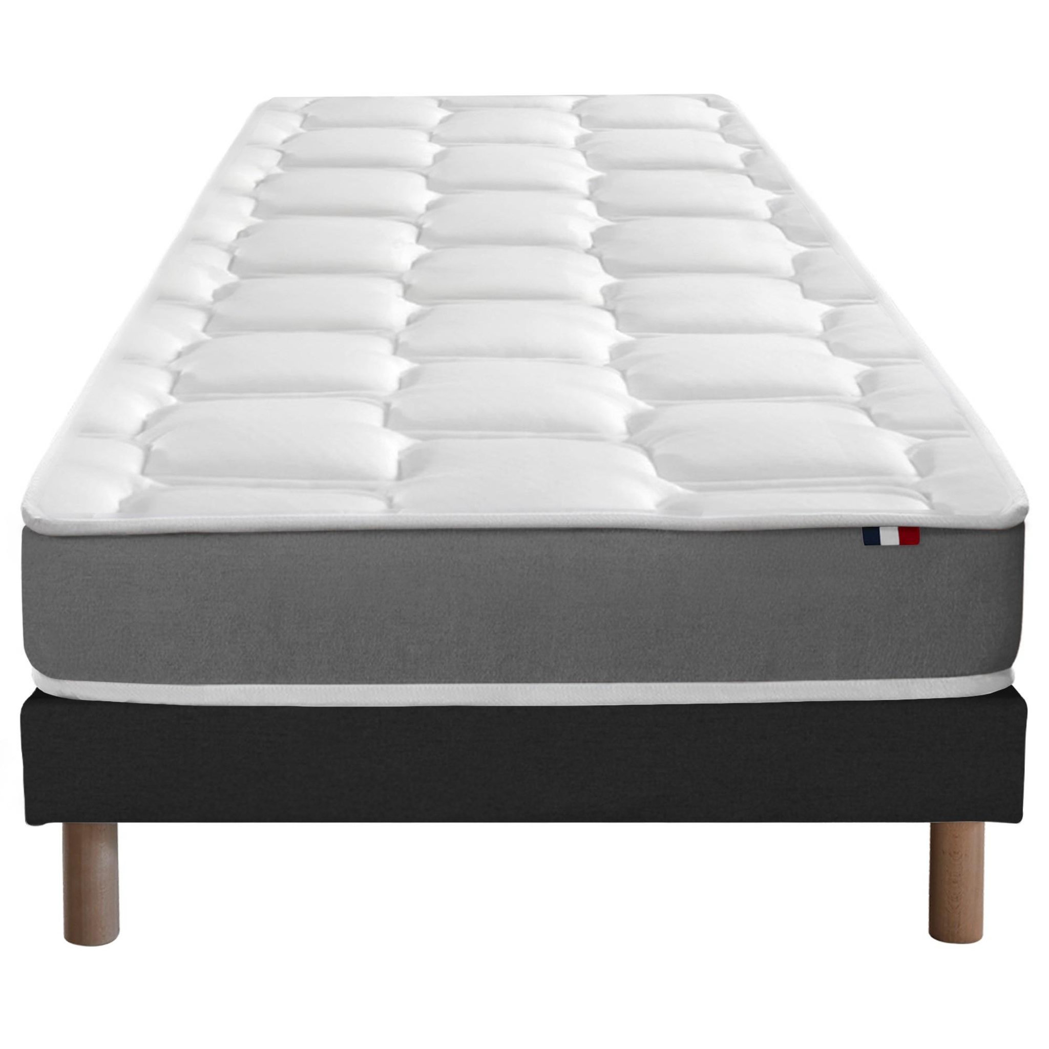Voir la diapositive 1 : IDLITERIE Ensemble matelas mousse haute résilience CIRRUS avec sommier - confort français