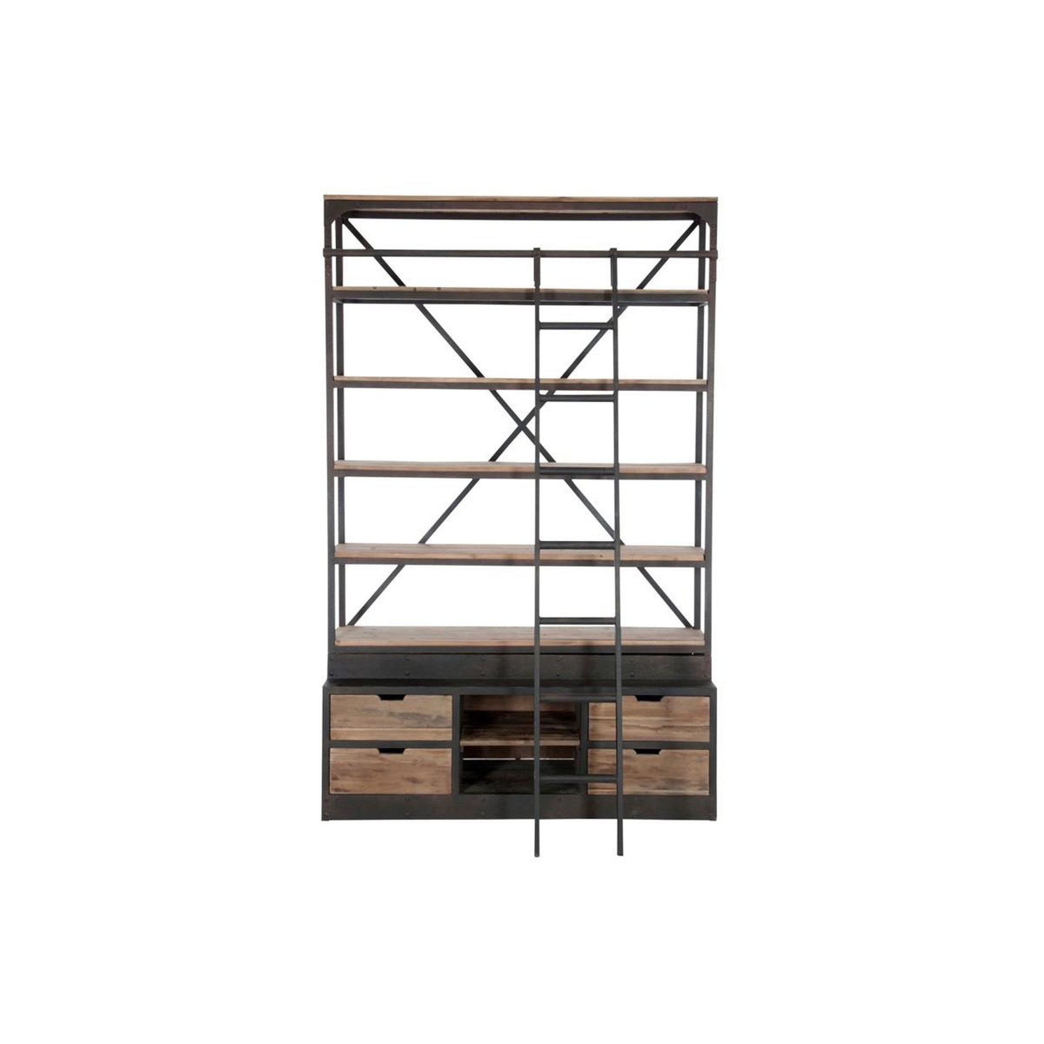 Voir la diapositive 2 : J-LINE Etagère 4 Niveaux  Echelle  243cm Naturel & Noir