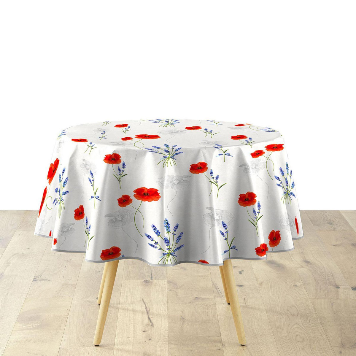 Douceur d'Intérieur Nappe ronde Arles - Diam. 160 cm - Gris et rouge