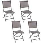 TOILINUX Lot de 4 Chaises de jardin pliantes Essentia. Coloris disponibles : Marron