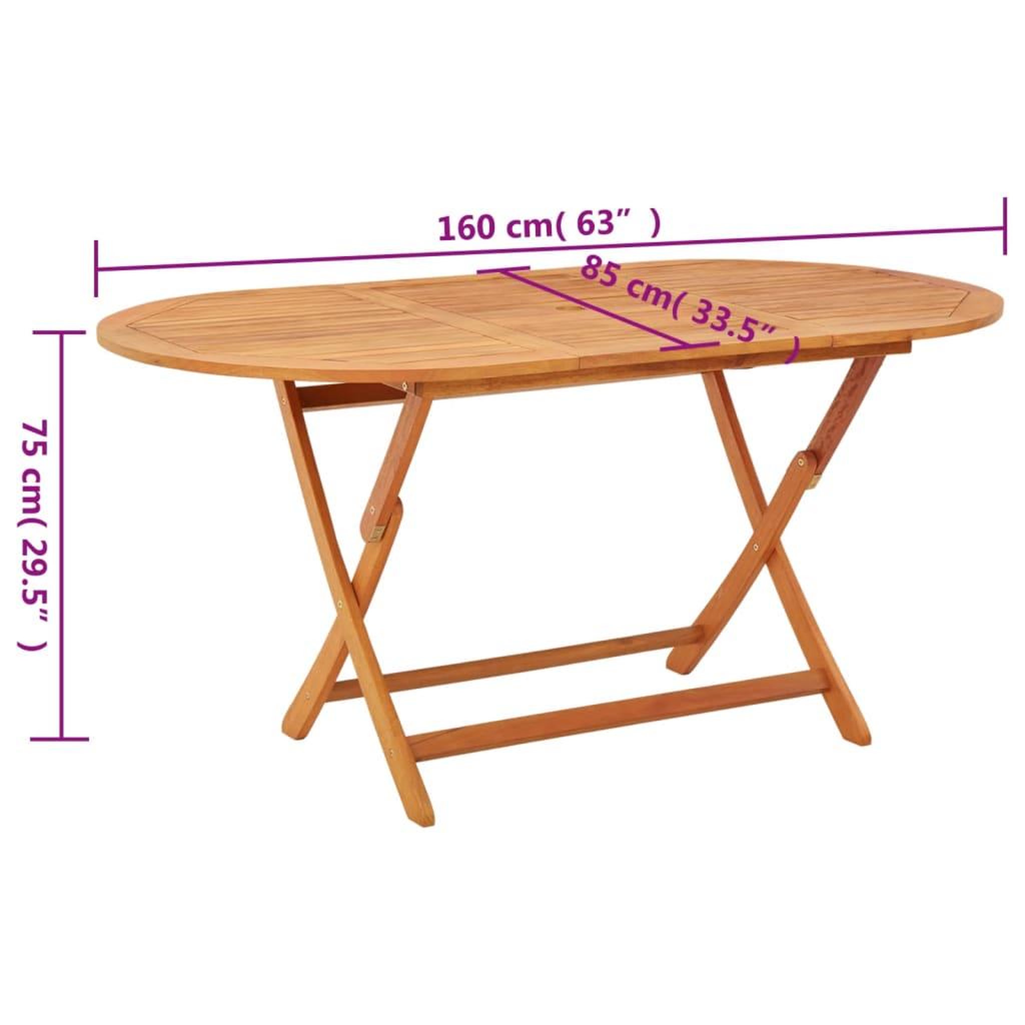 Voir la diapositive 5 : VIDAXL Table pliable de jardin 160x85x75 cm Bois d'eucalyptus massif