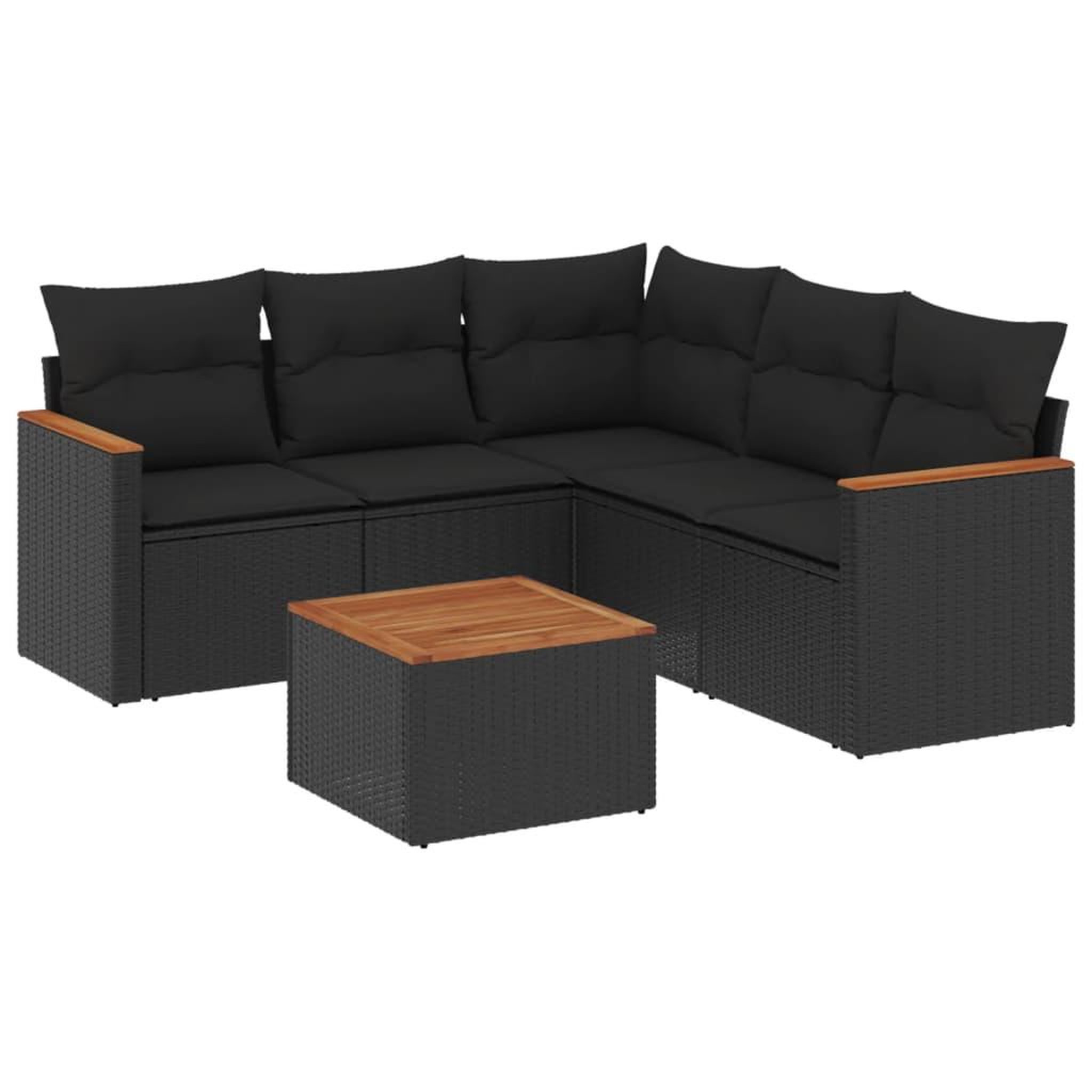 Voir la diapositive 2 : VIDAXL Salon de jardin 6 pcs avec coussins noir resine tressee