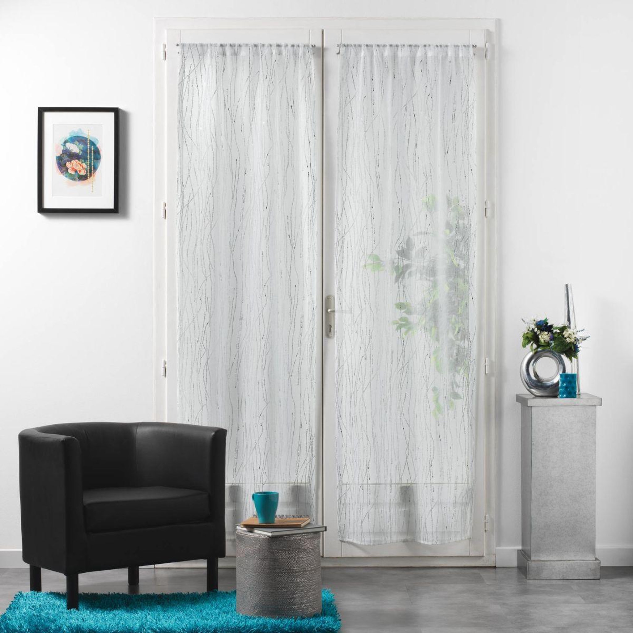 Voir la diapositive 2 : Douceur d'Intérieur Paire de voilages passe-tringle  filiane  70x240cm blanc