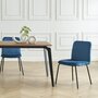 ELLE DECORATION Lot de 2 chaises en velours bleu canard piètement en métal noir - Collection Sophie - ELLE DÉCORATION