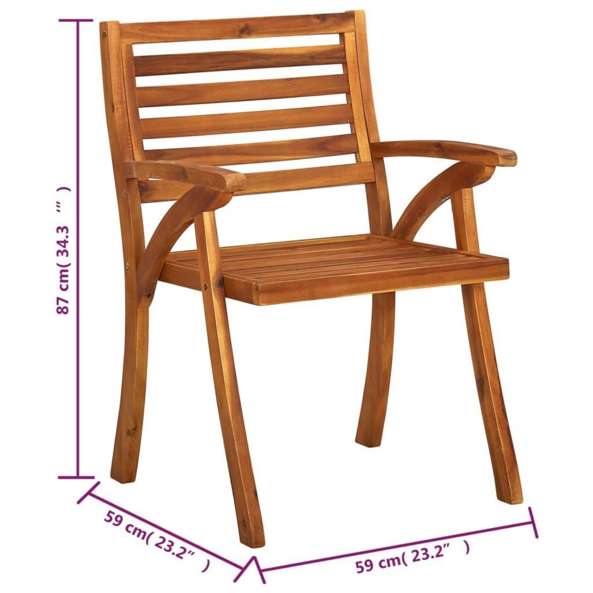 VIDAXL Chaises de jardin avec coussins lot de 8 Bois d'acacia solide