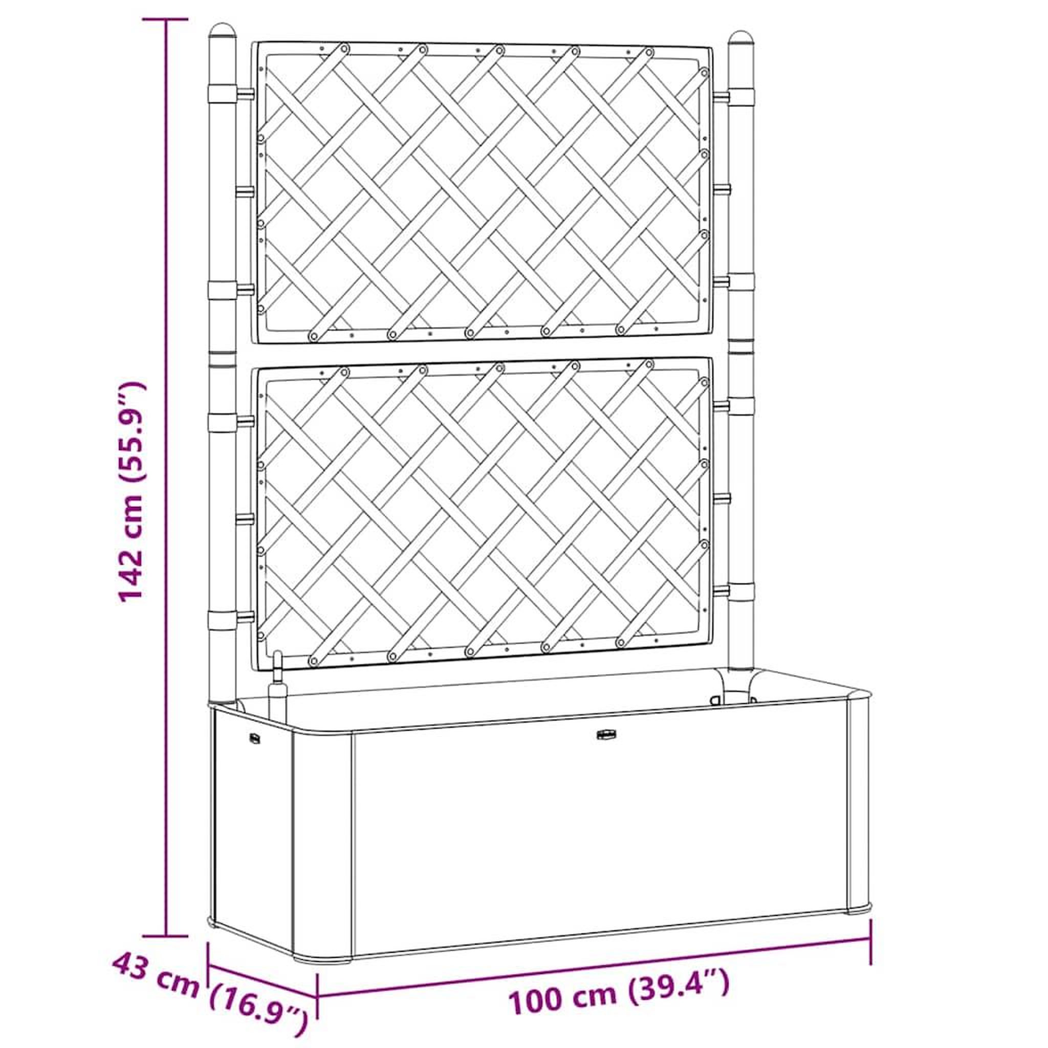 Voir la diapositive 3 : VIDAXL Lit sureleve de jardin treillis systeme d'arrosage Anthracite